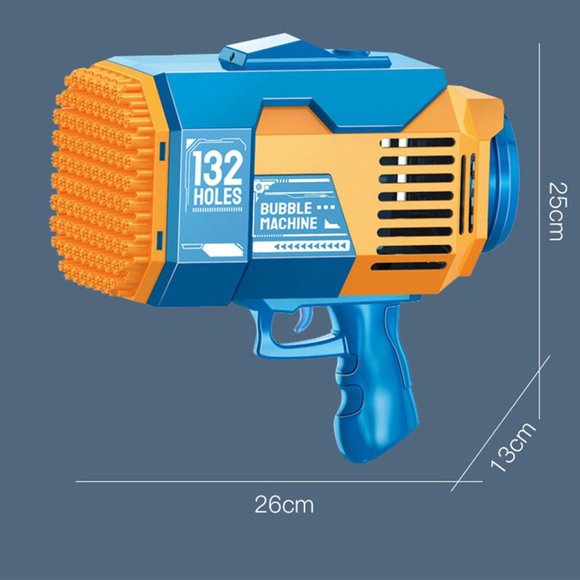 Blue 132 Holes Bubble Gun Upgraded Bazooka Big Rocket Bubble Blaster Gun - Picture 5 of 6